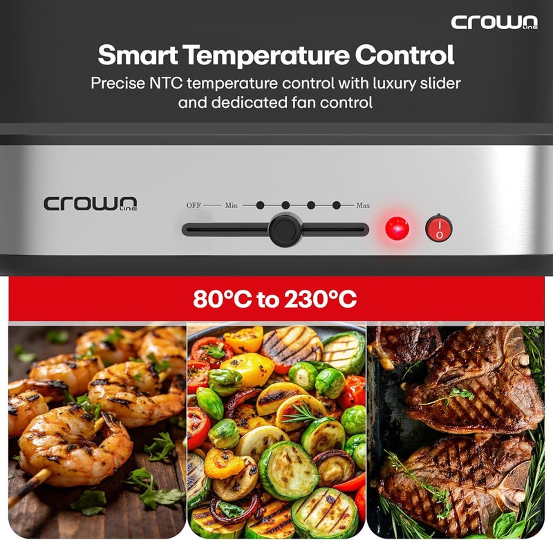 Crownline GR-440 Smokeless Electric Grill with Precise Temperature Control 1800 W GR-440 black - Image 4