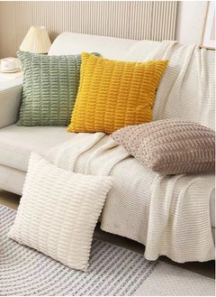 Kutis 4-Piece Decorative Cushion Cover Pillow Cases Corduroy Multicolor 45x45 Centimeter  - Image 2
