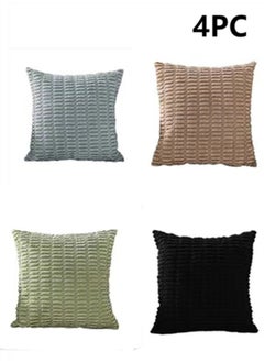 Kutis 4-Piece Decorative Cushion Cover Pillow Cases Corduroy Multicolor 45x45 Centimeter  - Image 1