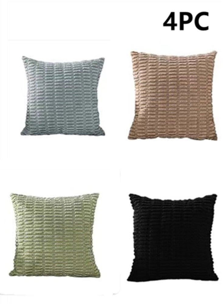 Kutis 4-Piece Decorative Cushion Cover Pillow Cases Corduroy Multicolor 45x45 Centimeter  - Image 1