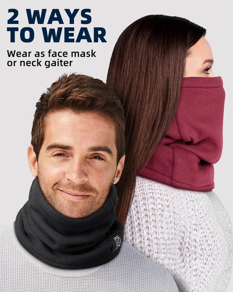 MSDC Neck Gaiters for Men 3 Pack,Neck Warmer Scarf Women Face Mask Covering for Cold Weather - Image 3