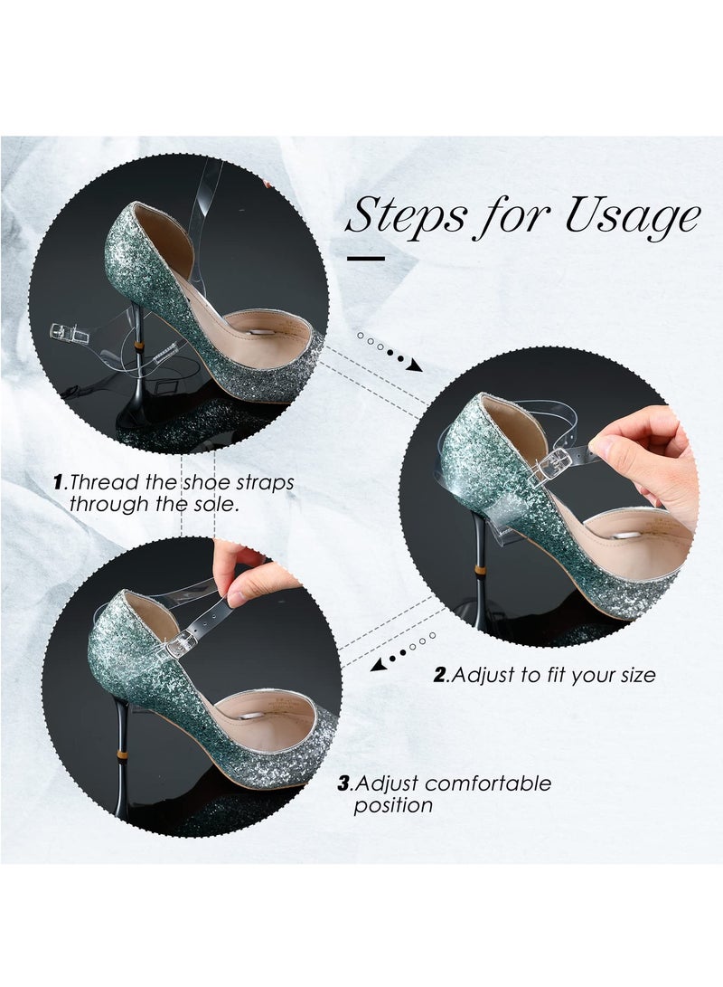 SOLARAE Shoe Straps for Heels, 2 Pairs Clear Detachable Shoe Straps for Heels Shoe Belt Ankle Strap Women's Transparent Laces Anti Loose Shoelace Accessories for Holding Loose High Heels Shoes Pumps - Image 4