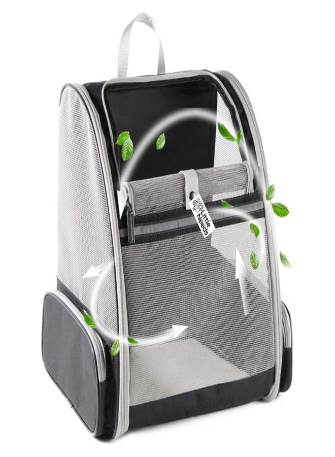 Little Needs Pet Backpack Carrier for Small Dogs & Cats (Black, Ventura Backpack) | Breathable Mesh Design with Safety Straps & Buckle Support | Foldable Travel Bag for Hiking, Trips & Outdoor Use - Image 1