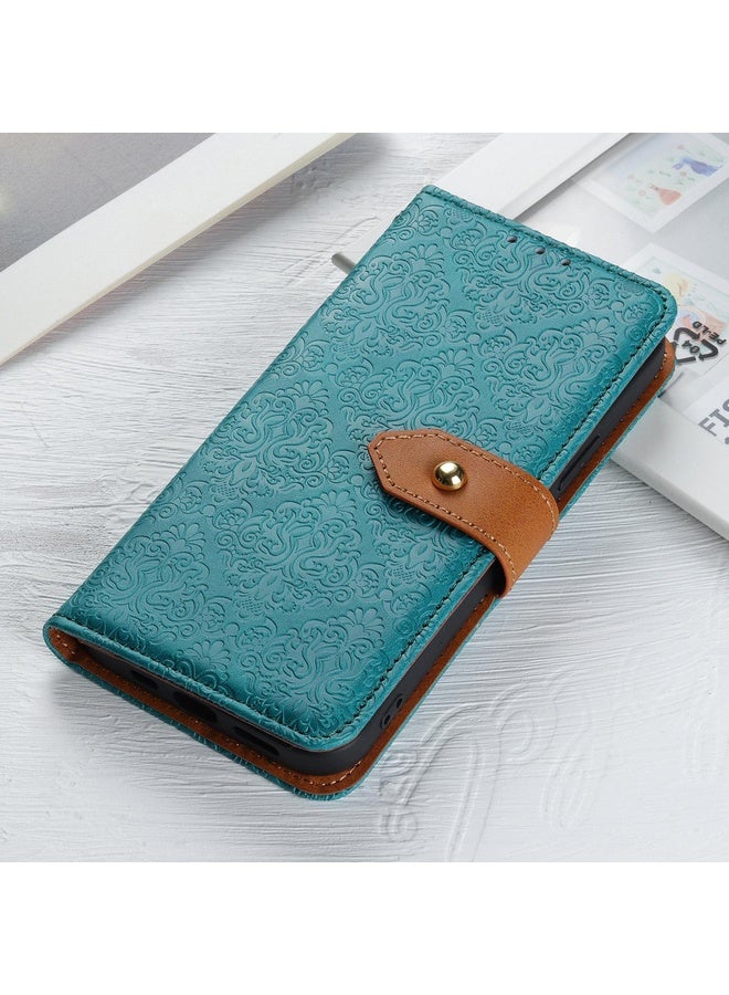 HuHa Case Cover For Samsung Galaxy A56 5G European Floral Embossed Leather Phone Case(Blue) - Image 2