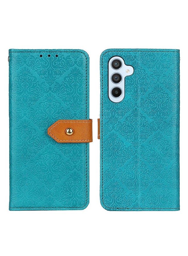 HuHa Case Cover For Samsung Galaxy A56 5G European Floral Embossed Leather Phone Case(Blue) - Image 1