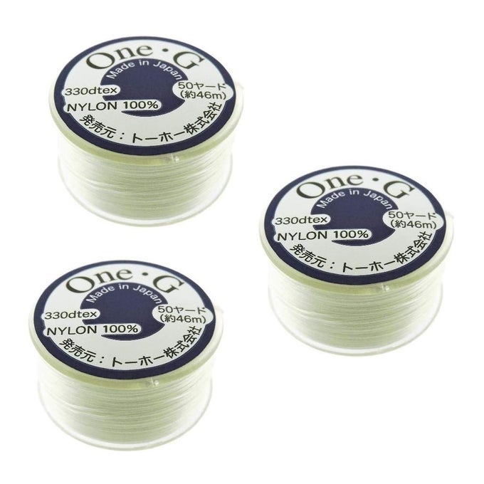 ONEG BEADING THREAD 50 YARD BOBBIN WHITE 3 PACK