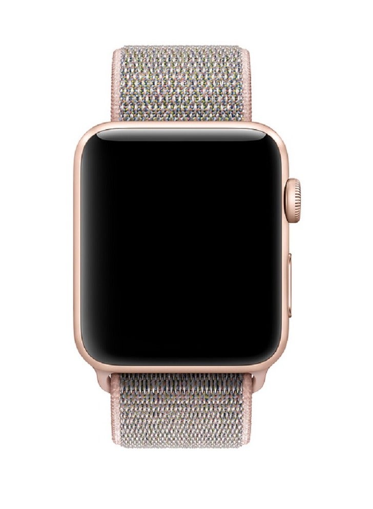 CATANES Apple Watch 42mm 44mm 45mm Nylon Sport Loop Band Compatible with iWatch Series 7/SE/6/5/4/3/2/1 Pink Sand - Image 3