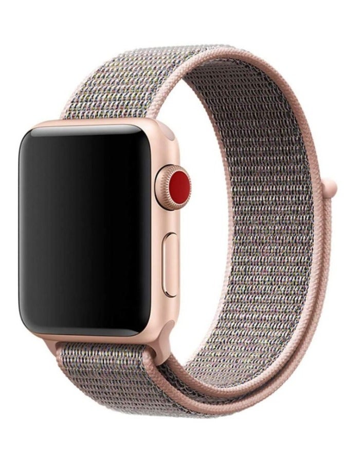 CATANES Apple Watch 42mm 44mm 45mm Nylon Sport Loop Band Compatible with iWatch Series 7/SE/6/5/4/3/2/1 Pink Sand - Image 2