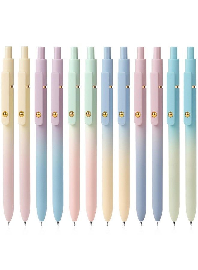 FIOVER Gel Pens, 6 Pcs 0.7mm Comfort Grip Quick Dry Black Ink Pens Fine Point Smooth Writing Pens, Cute Office Back to School Supplies Gifts for Women (12PCS Gradient Black Ink) - Image 1