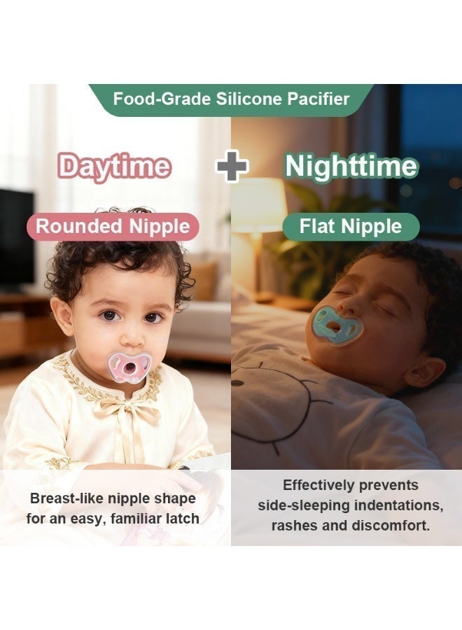 BBMORE 2-Pack Silicone Baby Pacifier, Newborn Baby Pacifier with Storage Case, 2 Lanyards & 1 Finger Brush, BPA-Free, Easy to Clean & Ultra-Light for Newborns, Infants & Toddlers (0–24 Months) - Image 2