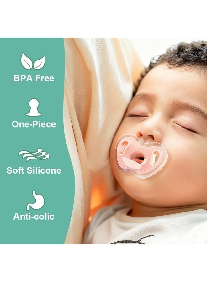 BBMORE 2-Pack Silicone Baby Pacifier, Newborn Baby Pacifier with Storage Case, 2 Lanyards & 1 Finger Brush, BPA-Free, Easy to Clean & Ultra-Light for Newborns, Infants & Toddlers (0–24 Months) - Image 3
