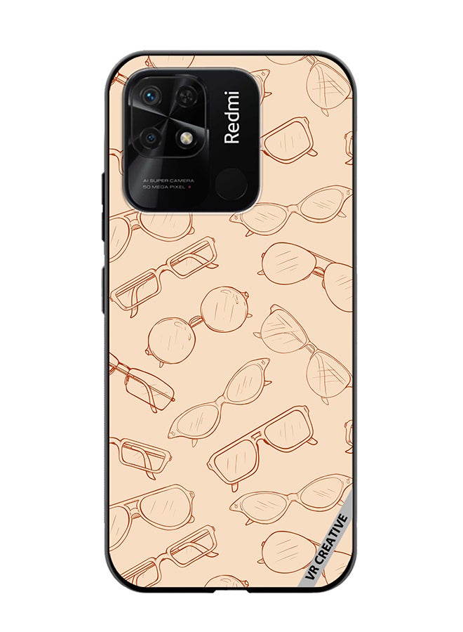VR CREATIVE Protective Case Cover For Xiaomi Redmi 10C Sketch Eyeglasses Design Multicolour - Image 1