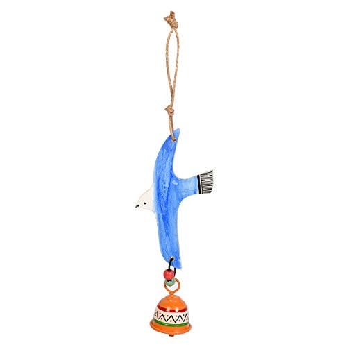 Aakriti Art Creations Blue Flying Bird Wind Chime with Metal Bell | Handmade Wooden & Metal Wind Chime | Matte Decorative Wind Chimes for Balcony, Garden & Home, Living Room & Gifting - Image 2