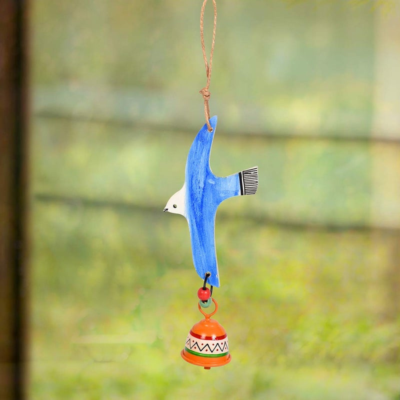 Aakriti Art Creations Blue Flying Bird Wind Chime with Metal Bell | Handmade Wooden & Metal Wind Chime | Matte Decorative Wind Chimes for Balcony, Garden & Home, Living Room & Gifting - Image 5