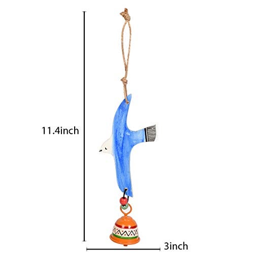 Aakriti Art Creations Blue Flying Bird Wind Chime with Metal Bell | Handmade Wooden & Metal Wind Chime | Matte Decorative Wind Chimes for Balcony, Garden & Home, Living Room & Gifting - Image 3