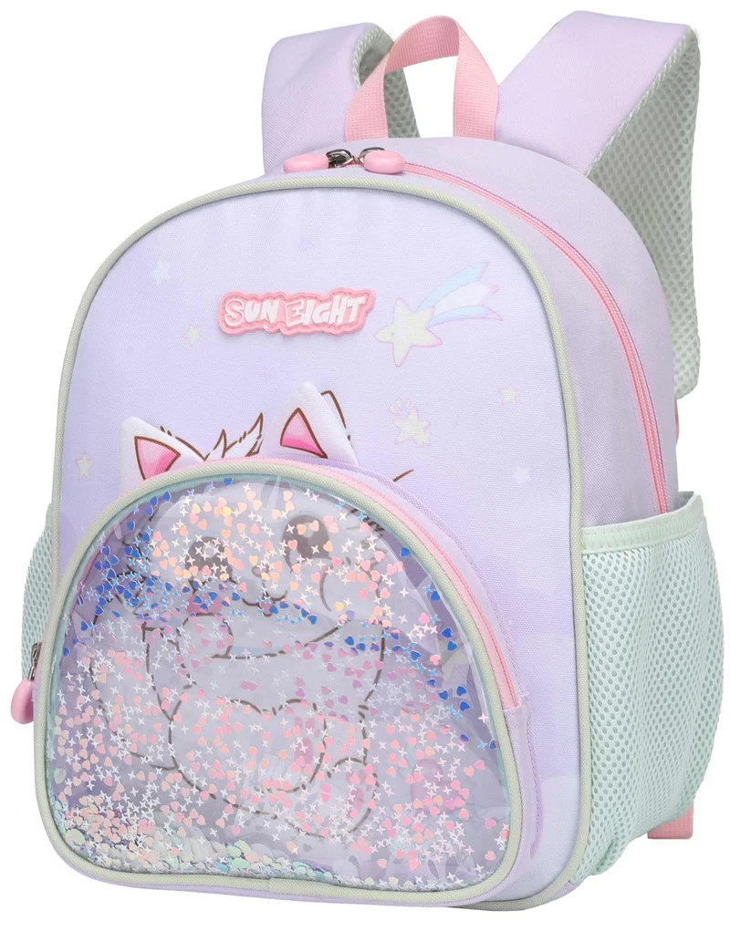 Sun Eight Premium Kids Backpack Water Resistant Light Weight Multifunctional Preschool Toddler Bag for Girls and Boys, SE22179, Purple