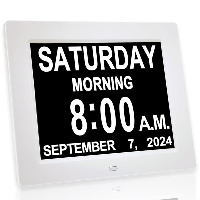 JALL New 2024 Digital Calendar Alarm Day Clock with 8 Large Screen Display am pm Multiple Alarms for Impaired Vision People The Aged Seniors The Dementia for Desk Wall Mounted - Image 1