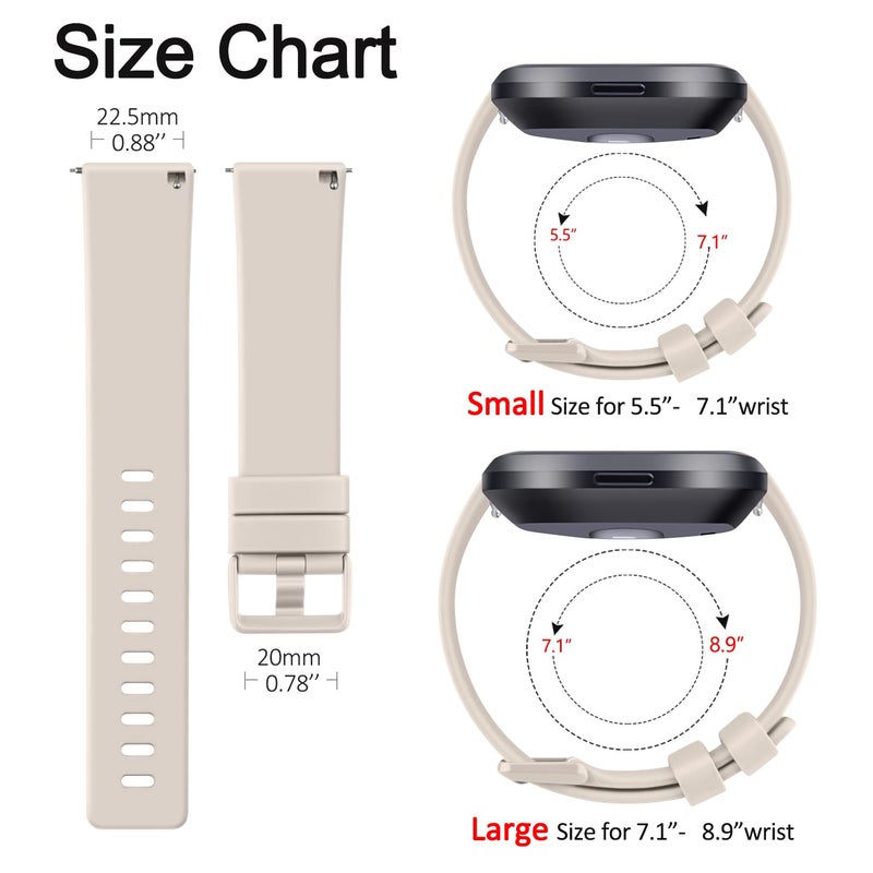 AK 3 Pack Sport Bands Compatible with Fitbit Versa 2 Bands, Classic Soft Sport Replacement Wristbands for Fitbit Smart Watch Women Men (Small, Starlight/Milk) - Image 3