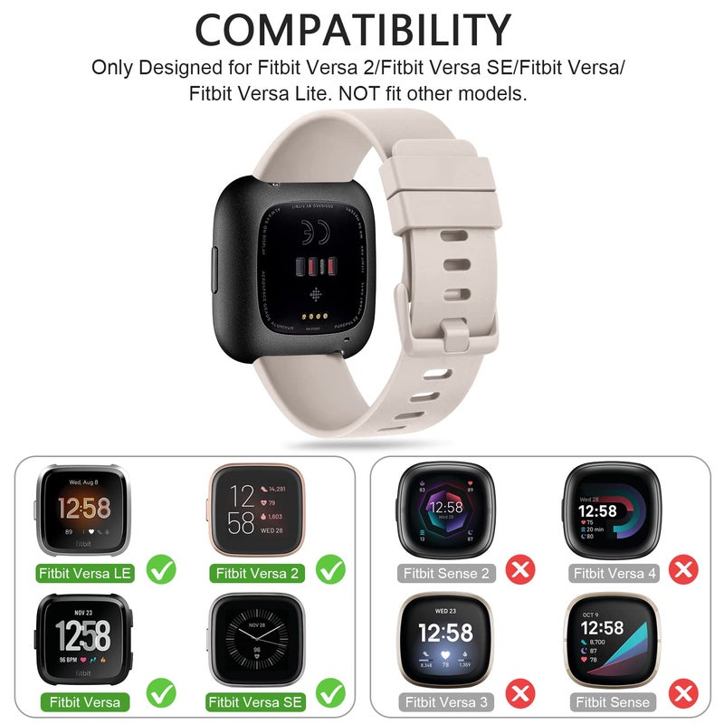 AK 3 Pack Sport Bands Compatible with Fitbit Versa 2 Bands, Classic Soft Sport Replacement Wristbands for Fitbit Smart Watch Women Men (Small, Starlight/Milk) - Image 2