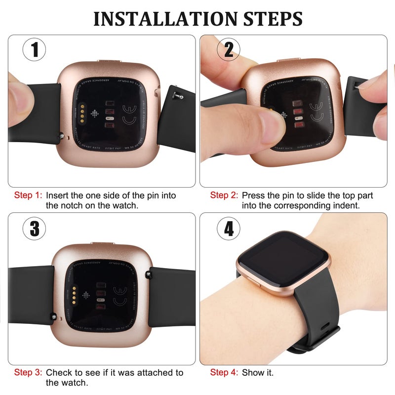 AK 3 Pack Sport Bands Compatible with Fitbit Versa 2 Bands, Classic Soft Sport Replacement Wristbands for Fitbit Smart Watch Women Men (Small, Starlight/Milk) - Image 4