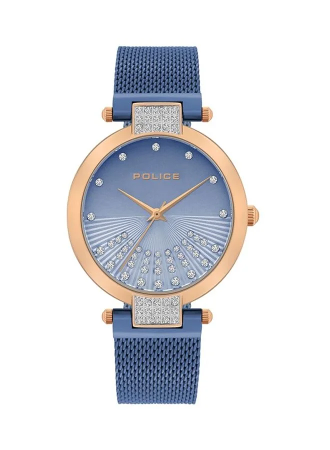 POLICE Alcanar Blue Dial Blue Stainless Steel Mesh Bracelet Analog Watch for Women 29mm