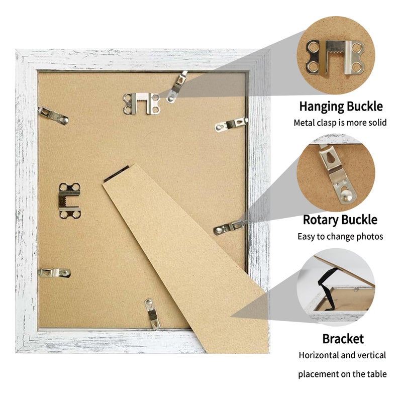 Irahmen 8x10 إطار الصورة 2 حزمة زجاجية حقيقية وأبيض أبيض إطار عرض الصور 5x7 مع حصيرة أو 8 × 10 بدون حصيرة للمنص أو تصاعد الجدار - Image 5