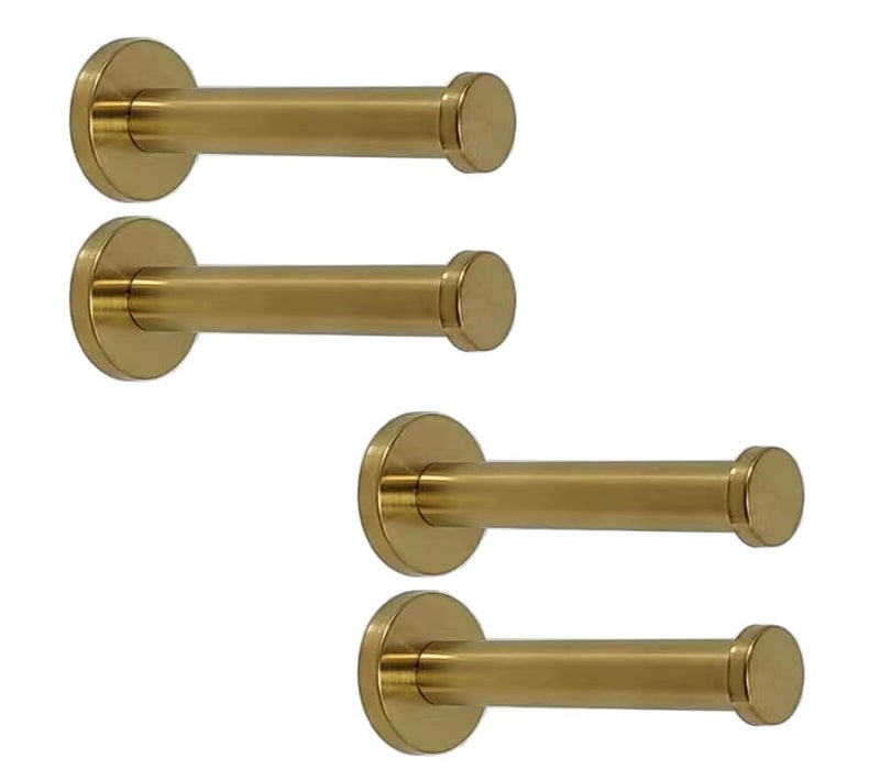 NELXULAS Golden Brushed Stainless Steel Single Heavy Duty Wall Mount Hook Bath Towel Hooks Robe Hooks Coat Hanger 4 PCS 4 inch - Image 2