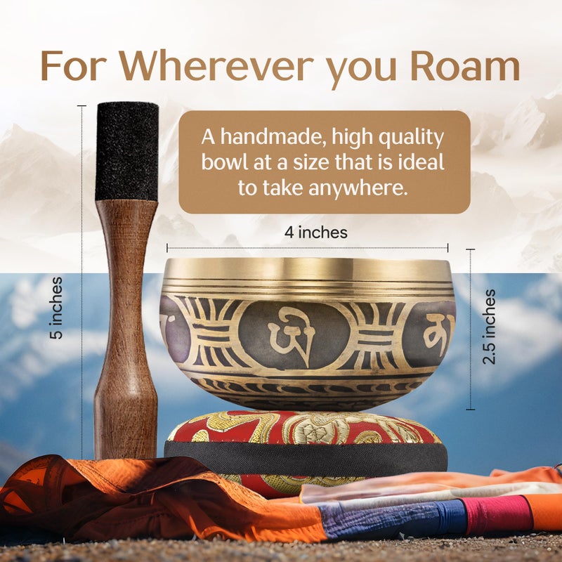 Silent Mind Tibetan Singing Bowl Set â€“ Authentic Plain Design â€“ Sound Bowl & Meditation Bowl with Cushion, Mallet & Guide â€“ Chakra Balancing â€“ Sound Bath Instruments â€“ Therapeutic Sound Devices - Image 4