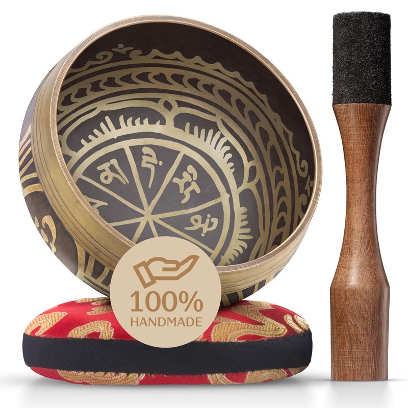 Silent Mind Tibetan Singing Bowl Set â€“ Authentic Plain Design â€“ Sound Bowl & Meditation Bowl with Cushion, Mallet & Guide â€“ Chakra Balancing â€“ Sound Bath Instruments â€“ Therapeutic Sound Devices - Image 1