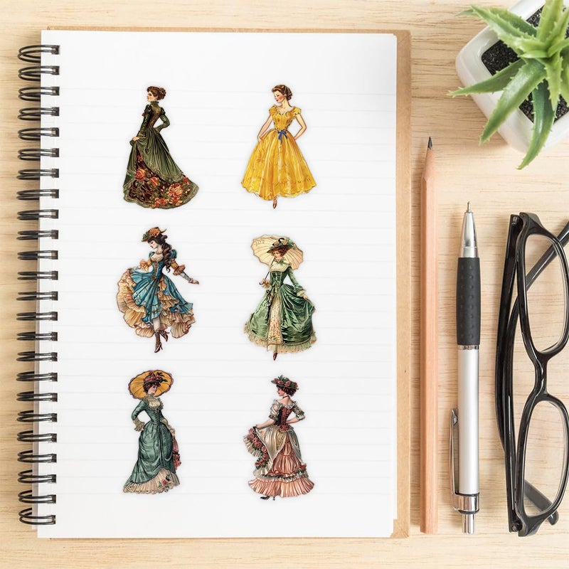 YOKSAS 50 Pcs Vintage Victorian Lady Clear Stickers â€“ Retro Aesthetic Ephemera for Scrapbooking, Journaling, Planners, Resin Crafts, Collage Projects - Image 4