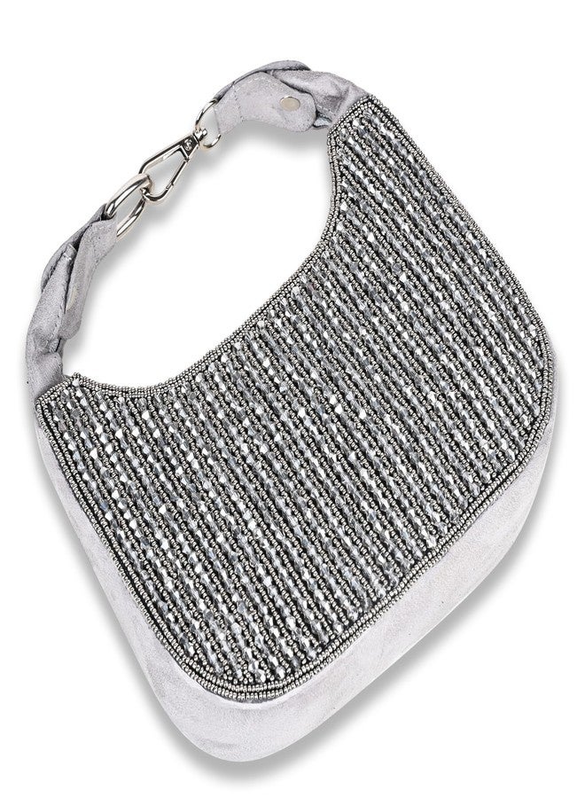 MARKQUES Grey Crystal Handheld Embellished Handbag - Image 3