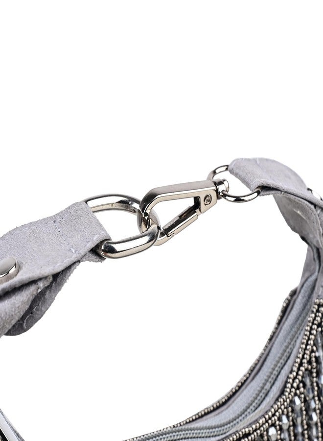 MARKQUES Grey Crystal Handheld Embellished Handbag - Image 5