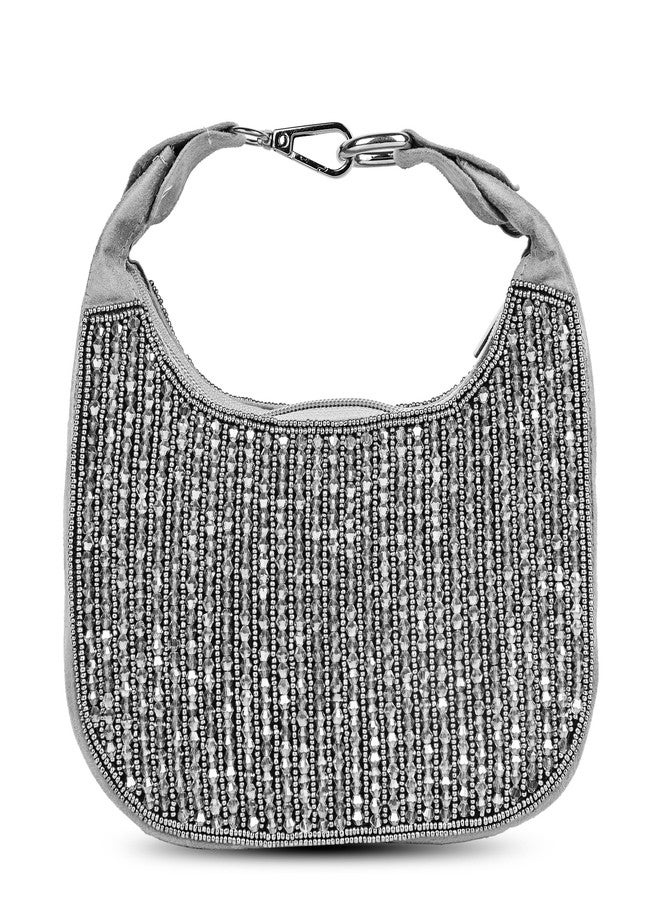 MARKQUES Grey Crystal Handheld Embellished Handbag - Image 1
