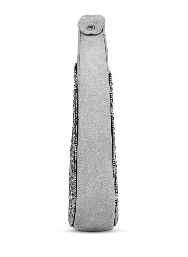 MARKQUES Grey Crystal Handheld Embellished Handbag - Image 4