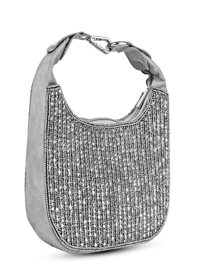 MARKQUES Grey Crystal Handheld Embellished Handbag - Image 2