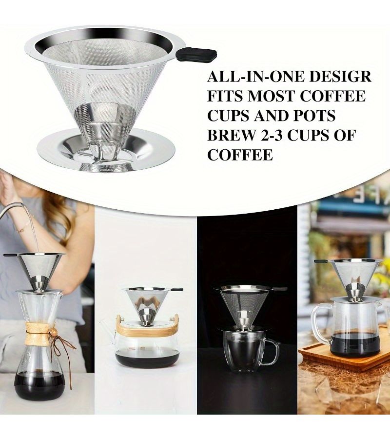 Stainless Steel Inverted Coffee Dripper with Fine Mesh Filter for Single Cup - Image 3
