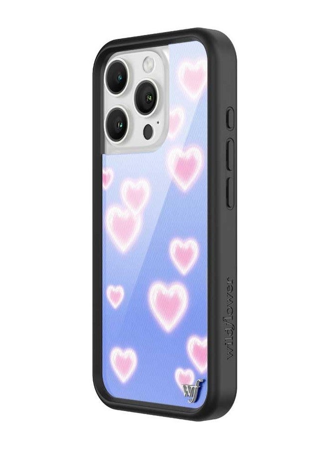 Wildflower Cases - Compatible with Apple iPhone 16 Pro | Protective Black Bumper, 4ft Drop Test Certified, Women Owned Small Business | Dreamy Hearts - Blue Pink Aesthetic Dainty Cute Trendy - Image 2