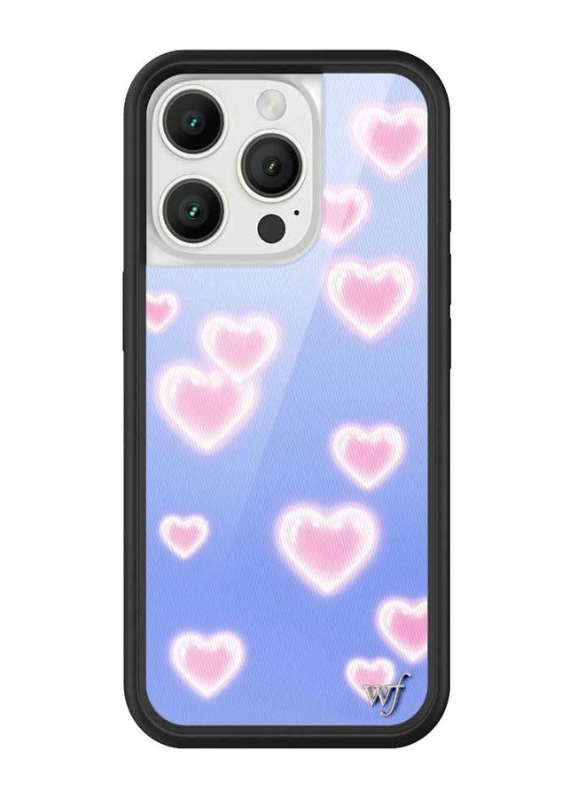 Wildflower Cases - Compatible with Apple iPhone 16 Pro | Protective Black Bumper, 4ft Drop Test Certified, Women Owned Small Business | Dreamy Hearts - Blue Pink Aesthetic Dainty Cute Trendy - Image 1