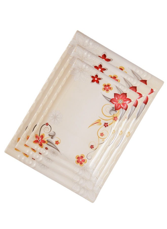 A TO Z Floral Melamine Serving Tray Set – 3 Pcs, Premium Quality, Scratch Resistant & Unbreakable, BPA-Free, 33x38x44.5 cm, Design 208 | Dishwasher Safe, Ideal for Daily Use & Parties  - Image 2