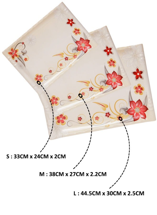 A TO Z Floral Melamine Serving Tray Set – 3 Pcs, Premium Quality, Scratch Resistant & Unbreakable, BPA-Free, 33x38x44.5 cm, Design 208 | Dishwasher Safe, Ideal for Daily Use & Parties  - Image 5