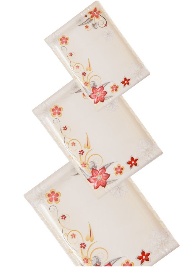A TO Z Floral Melamine Serving Tray Set – 3 Pcs, Premium Quality, Scratch Resistant & Unbreakable, BPA-Free, 33x38x44.5 cm, Design 208 | Dishwasher Safe, Ideal for Daily Use & Parties  - Image 4