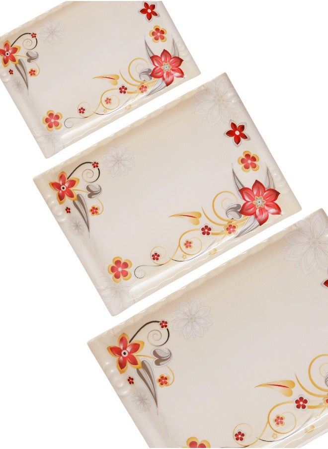 A TO Z Floral Melamine Serving Tray Set – 3 Pcs, Premium Quality, Scratch Resistant & Unbreakable, BPA-Free, 33x38x44.5 cm, Design 208 | Dishwasher Safe, Ideal for Daily Use & Parties  - Image 3