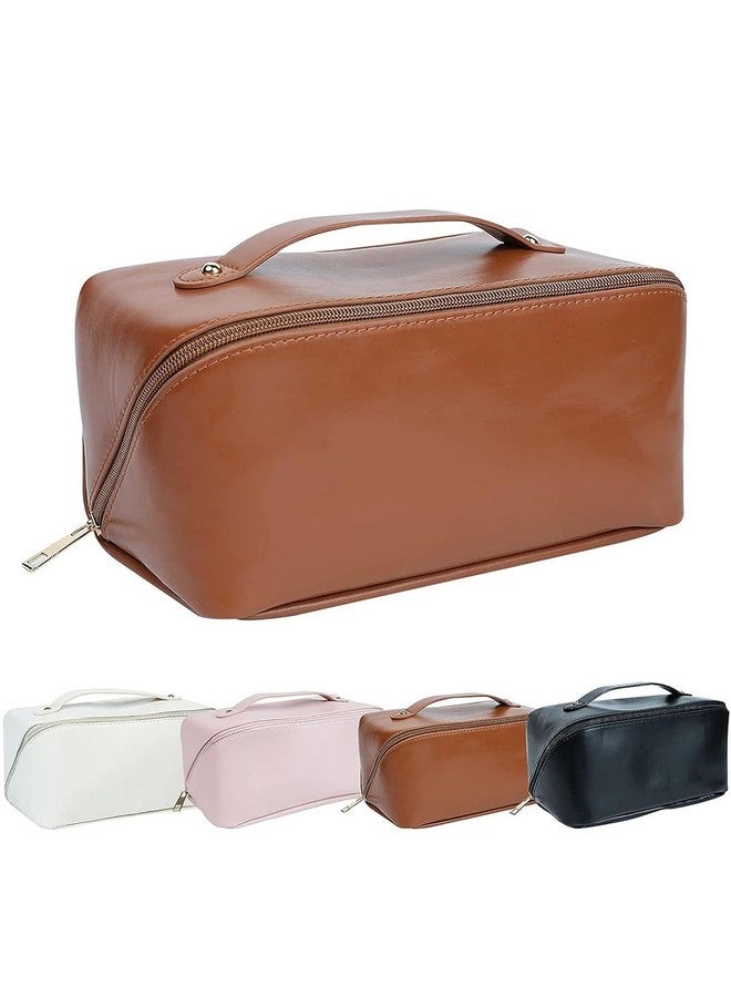 AVMPHD Cosmetic Travel Bag, Women's Makeup Travel Accessory- Cosmetic Bag Portable Leather, Makeup Bags with Handle & Divider, Wide Opening Cosmetic/Makeup Organizer (Multi Colour) - Image 1