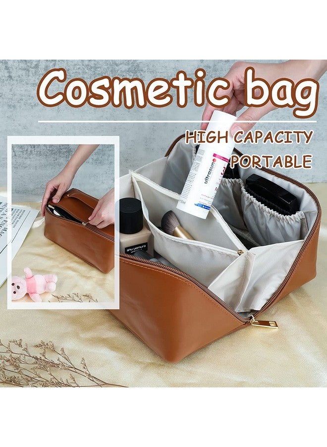 AVMPHD Cosmetic Travel Bag, Women's Makeup Travel Accessory- Cosmetic Bag Portable Leather, Makeup Bags with Handle & Divider, Wide Opening Cosmetic/Makeup Organizer (Multi Colour) - Image 4