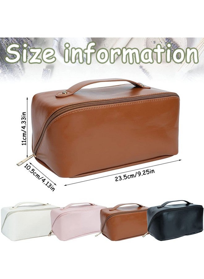 AVMPHD Cosmetic Travel Bag, Women's Makeup Travel Accessory- Cosmetic Bag Portable Leather, Makeup Bags with Handle & Divider, Wide Opening Cosmetic/Makeup Organizer (Multi Colour) - Image 3