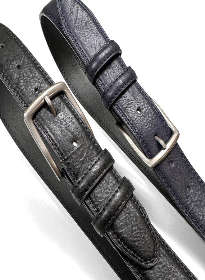 Belts.com Men's Leather Belts Faux Vegan Leather Belt Classic Work Business Dress Belt (Double stitched - Black, 32) - Image 5