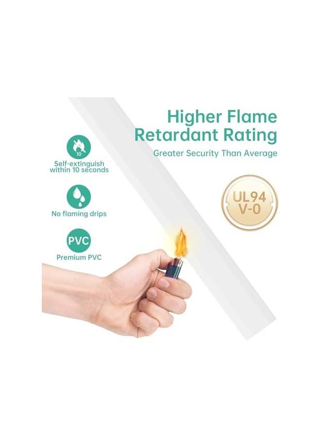 PROMASS Cord Hider wall,125.6in Cord Covers for Wires on Wall, Cord Cover,Cable Hider Wire Covers for Cords, Wire Hiders for TV on Wall, Easy Set up Cable Cover Cable Management Kit, 8X W0.98 H0.5in, White - Image 5