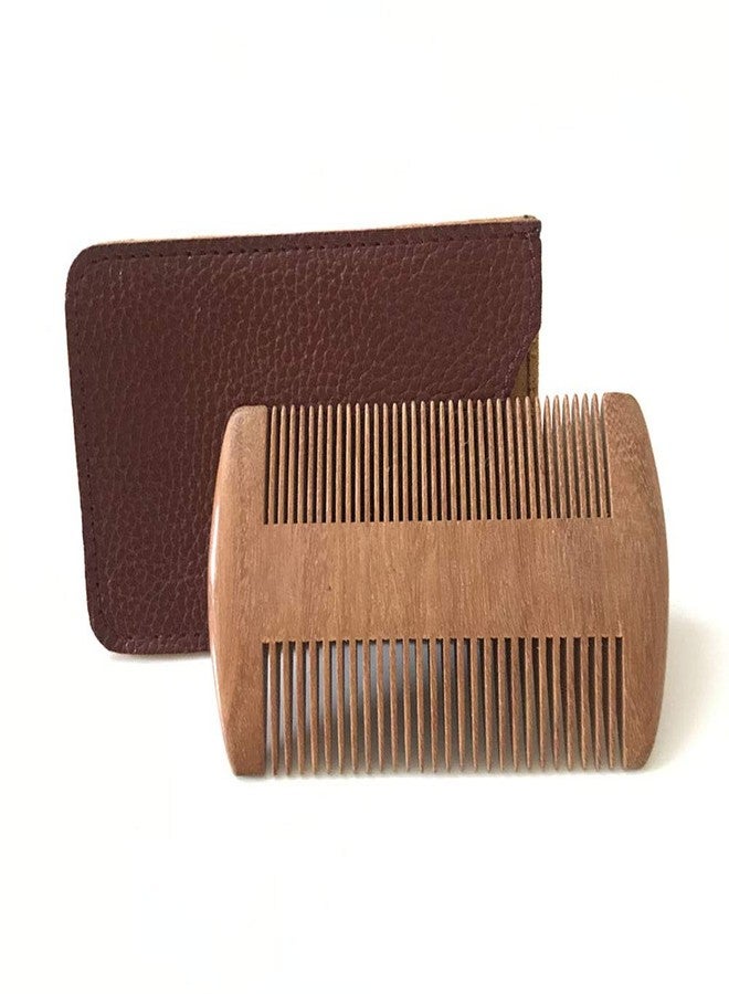 Luzen Wooden Beard Comb with PU Leather Case Pocket Beard Comb Fine & Coarse Teeth for Men Beards & Mustaches Grooming - Image 4