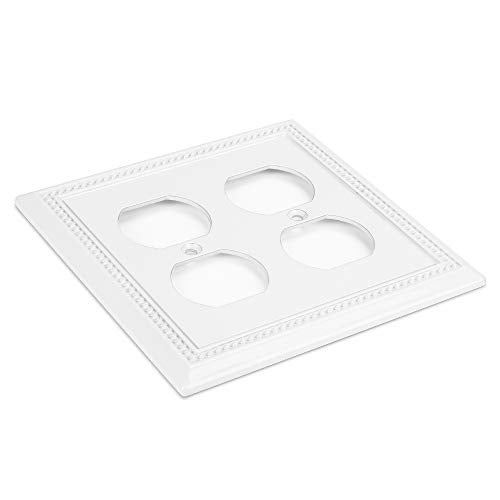 Henne Bery Sunken Pearls Heavy Duty Decorative Wall Plate Switch Plate Outlet Cover (Double Duplex, White) - Image 5