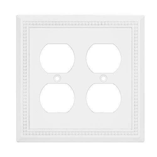 Henne Bery Sunken Pearls Heavy Duty Decorative Wall Plate Switch Plate Outlet Cover (Double Duplex, White) - Image 1